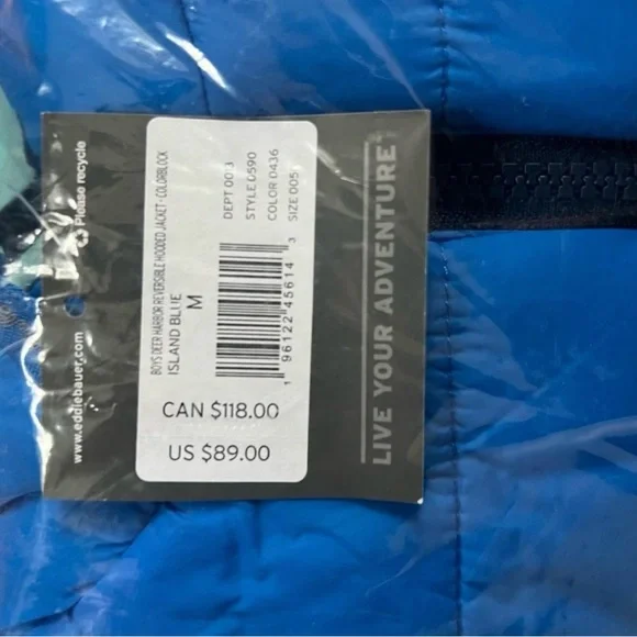 Eddie Bauer Boys' Deer Harbor Reversible Hooded Jacket, blue, size medium